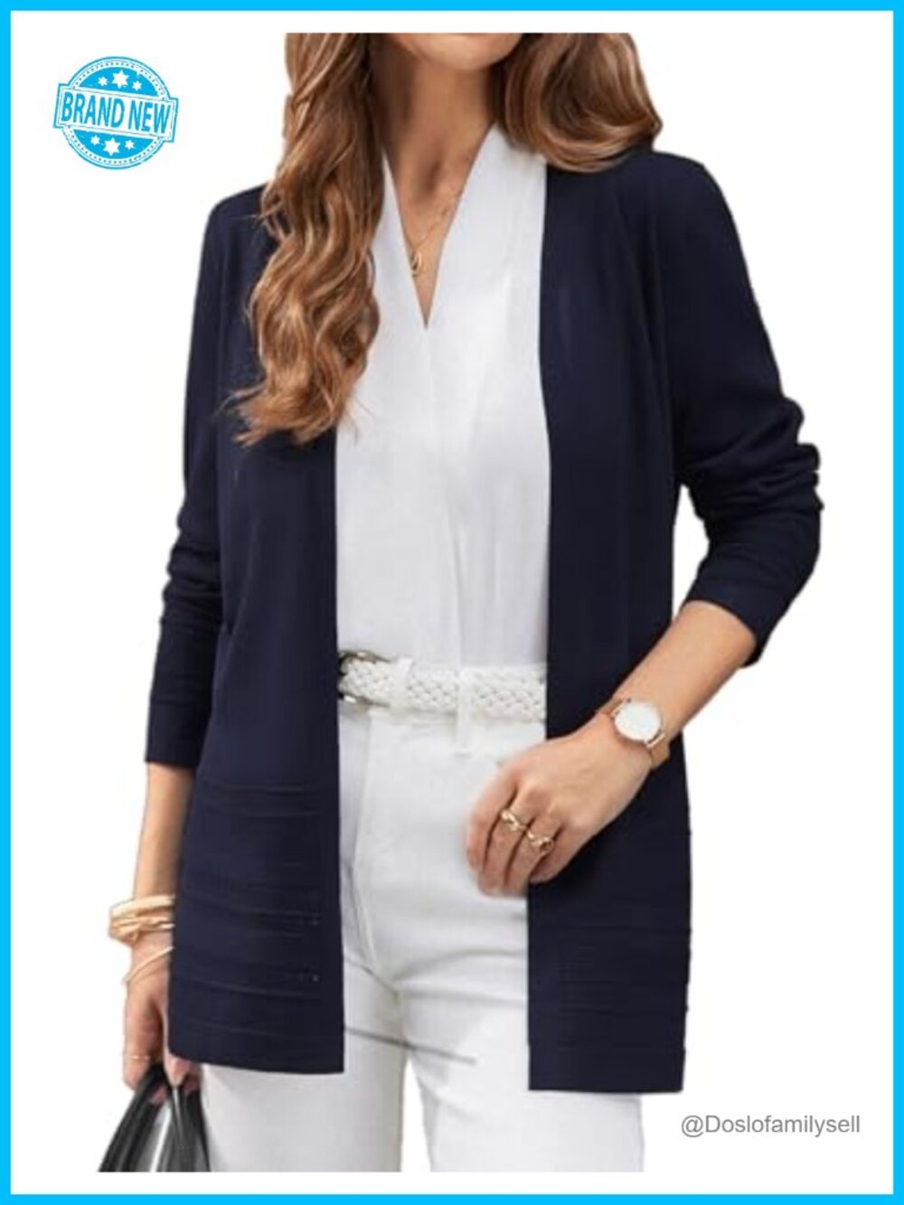 Long Sleeve Cardigan Sweater Crochet Knit V-Neck Fall Layering